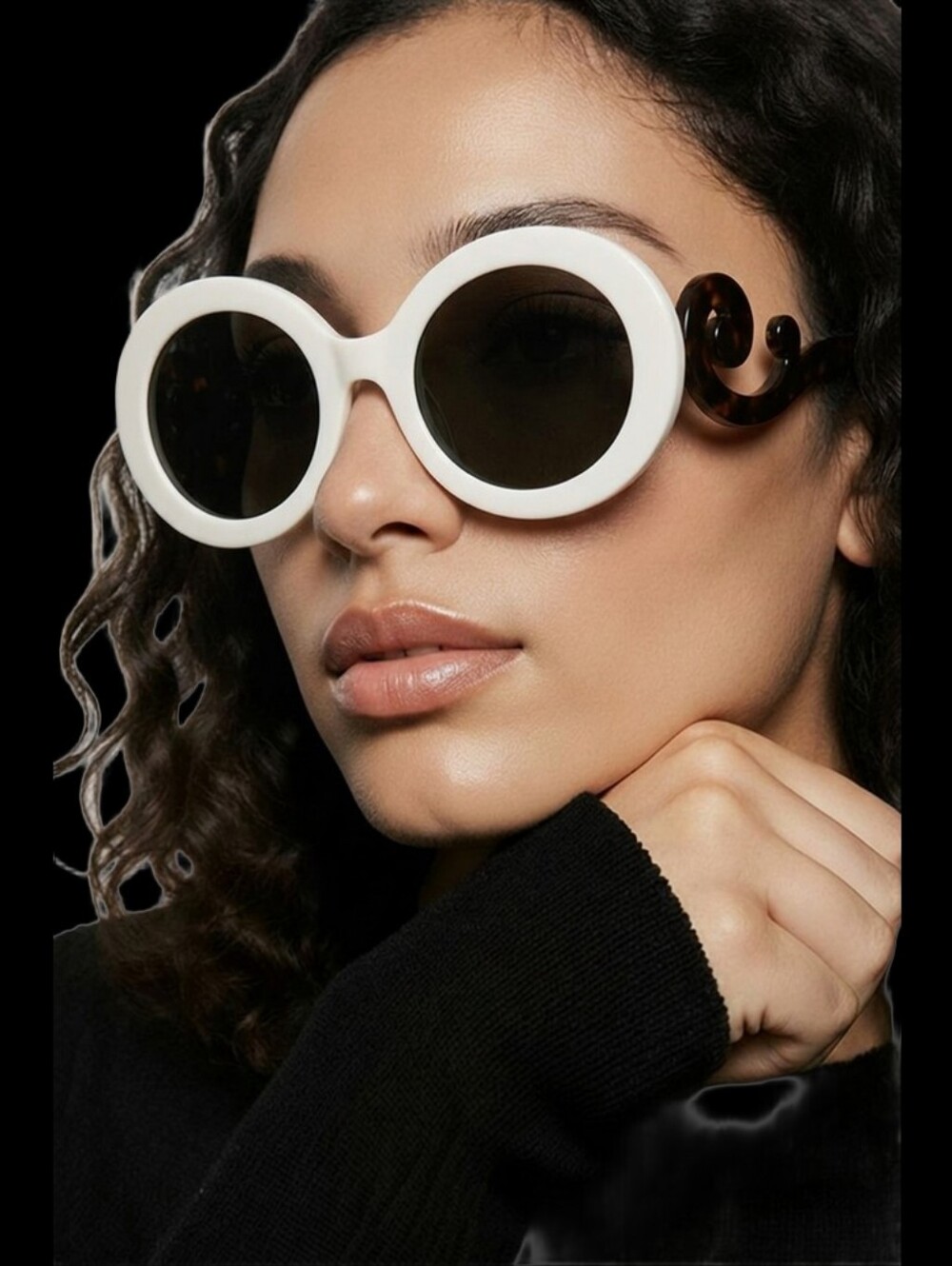 (#25) Prada Baroque SPR 27N Round Sunglasses Ivory Tortoise